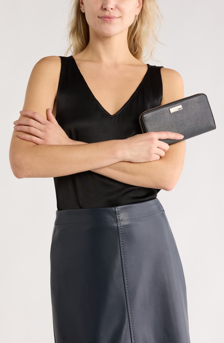 Kate Spade New York kenzie patent leather zip wallet, Alternate, color, Black