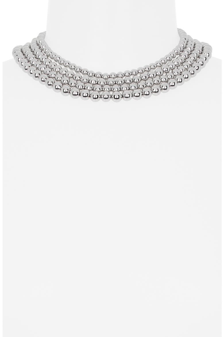 Round Beaded Multi-Strand Choker, Alternate, color, SILVER