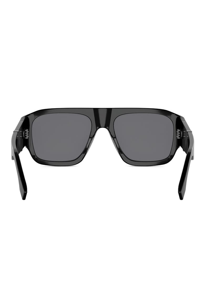 Diagonal 54mm Rectangular Sunglasses, Alternate, color, SHINY BLACK / SMOKE