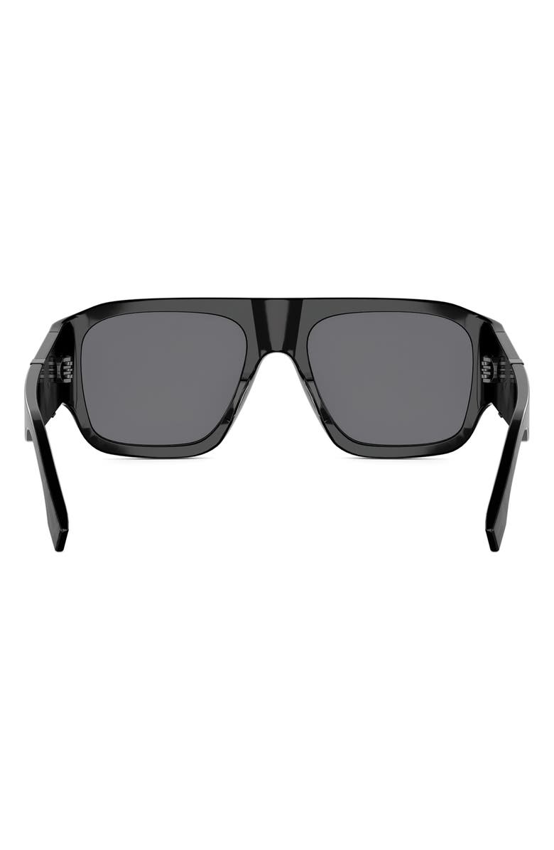 Fendi Diagonal 54mm Rectangular Sunglasses, Alternate, color, Shiny Black / Smoke
