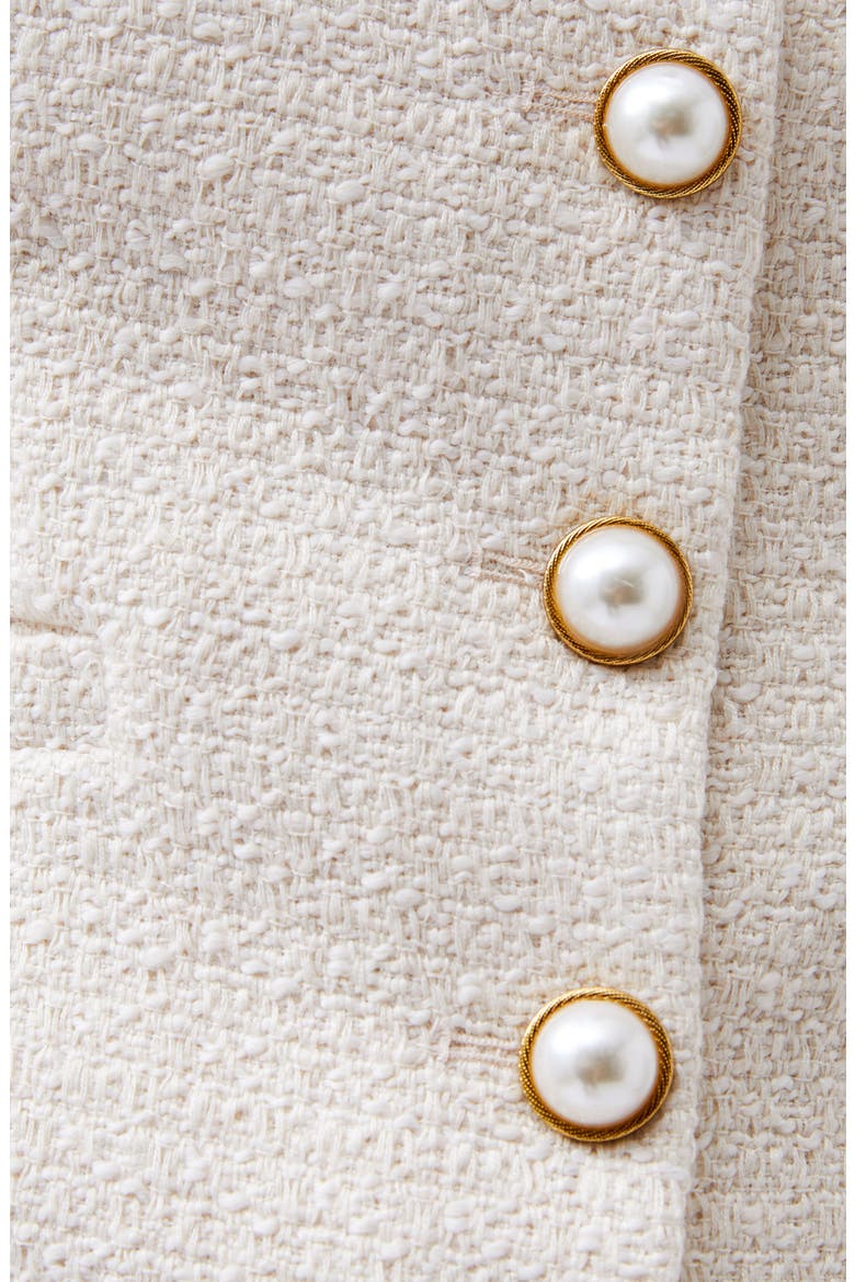 Imitation Pearl Square Neck Tweed Button-Up Top, Alternate, color, CLASSIC CREAM