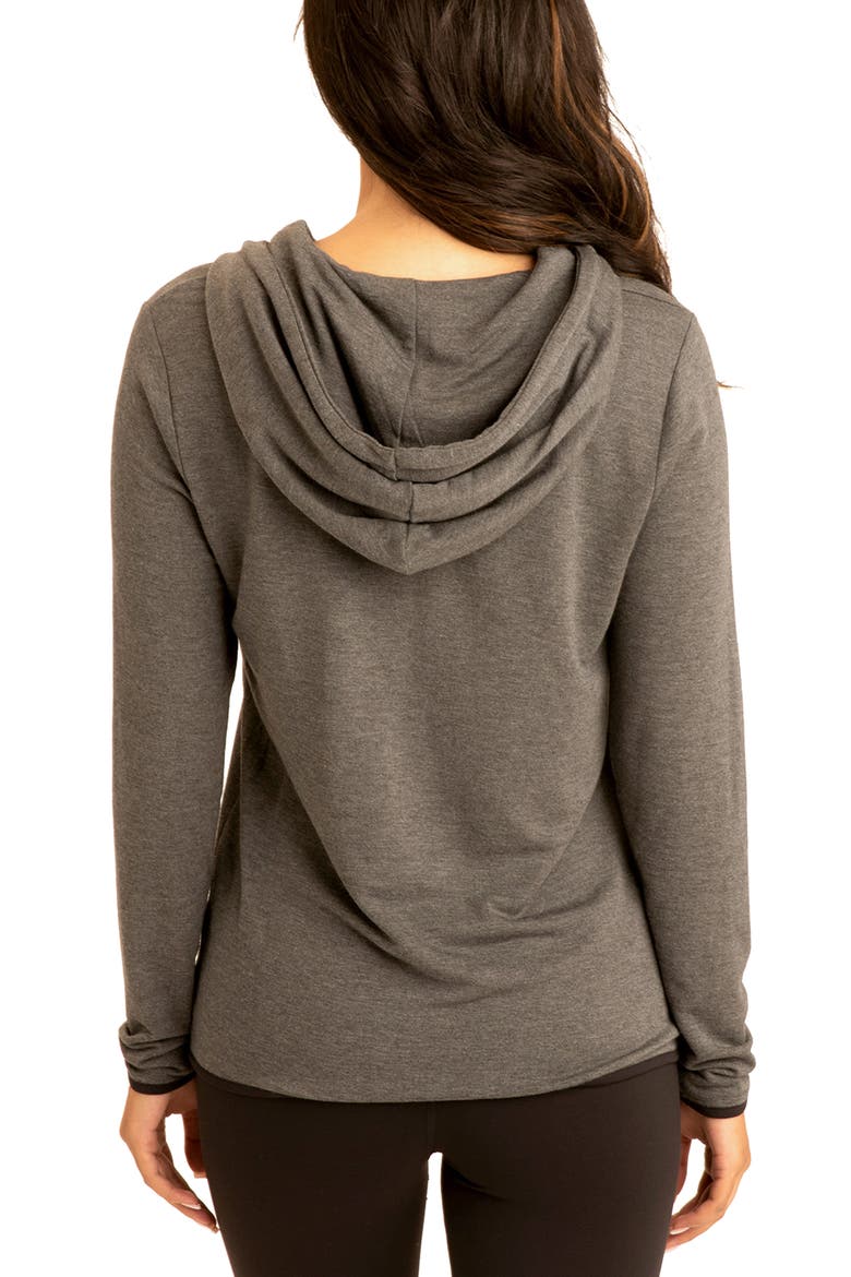Half Zip Fleece Hoodie, Alternate, color, HEATHER CHARCOAL