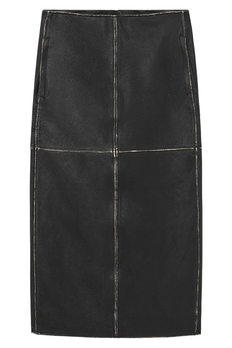 Racer Paneled Leather Skirt, Alternate, color, BLACK DARK