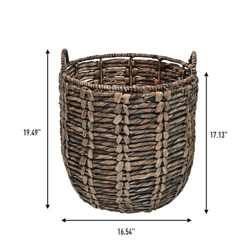 Happimess Laurel Bohemian Handwoven Abaca Hamper Basket With Handles In Brown