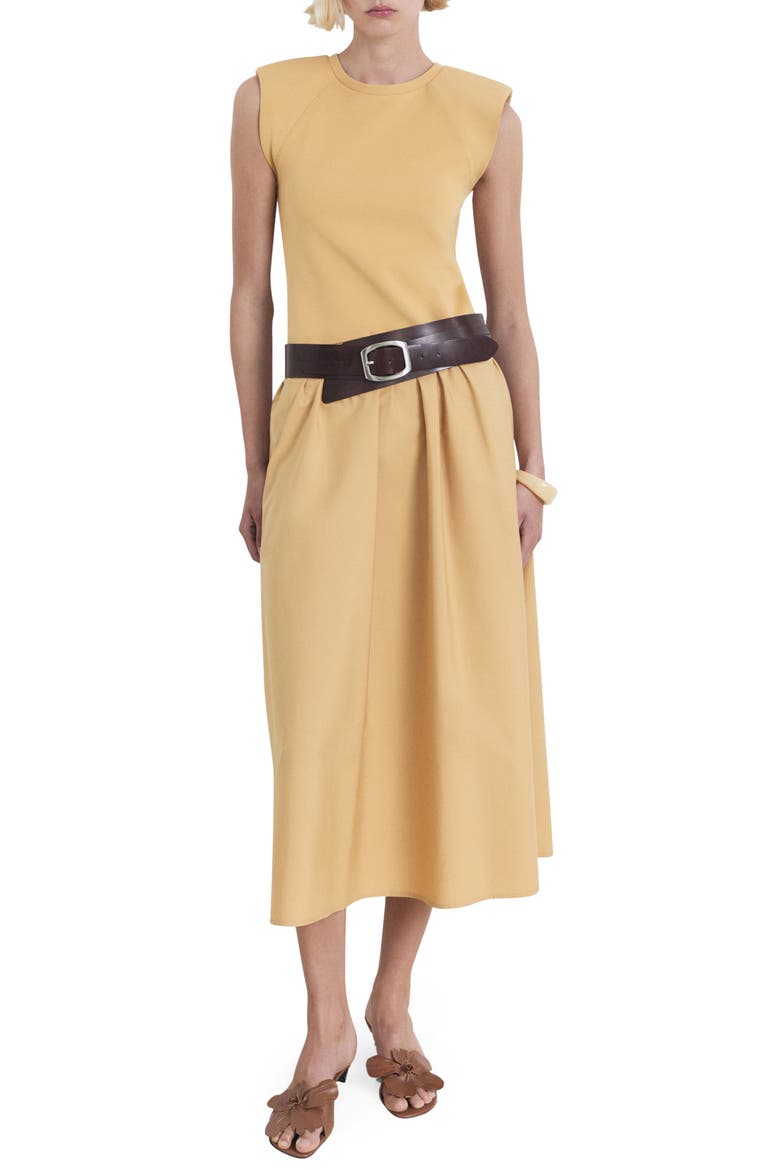 Shoulder Pad Maxi Dress, Main, color, MEDIUM BROWN