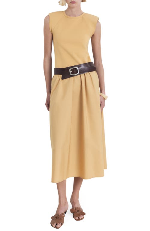 Mango Shoulder Pad Maxi Dress In Nude