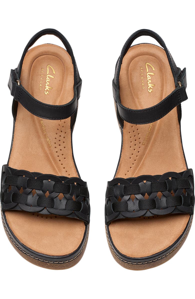 Clarks<sup>®</sup> Kassanda Wedge Sandal, Alternate, color, Black Leather