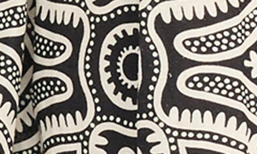 Donna Morgan Border Print Dress In Black/cream