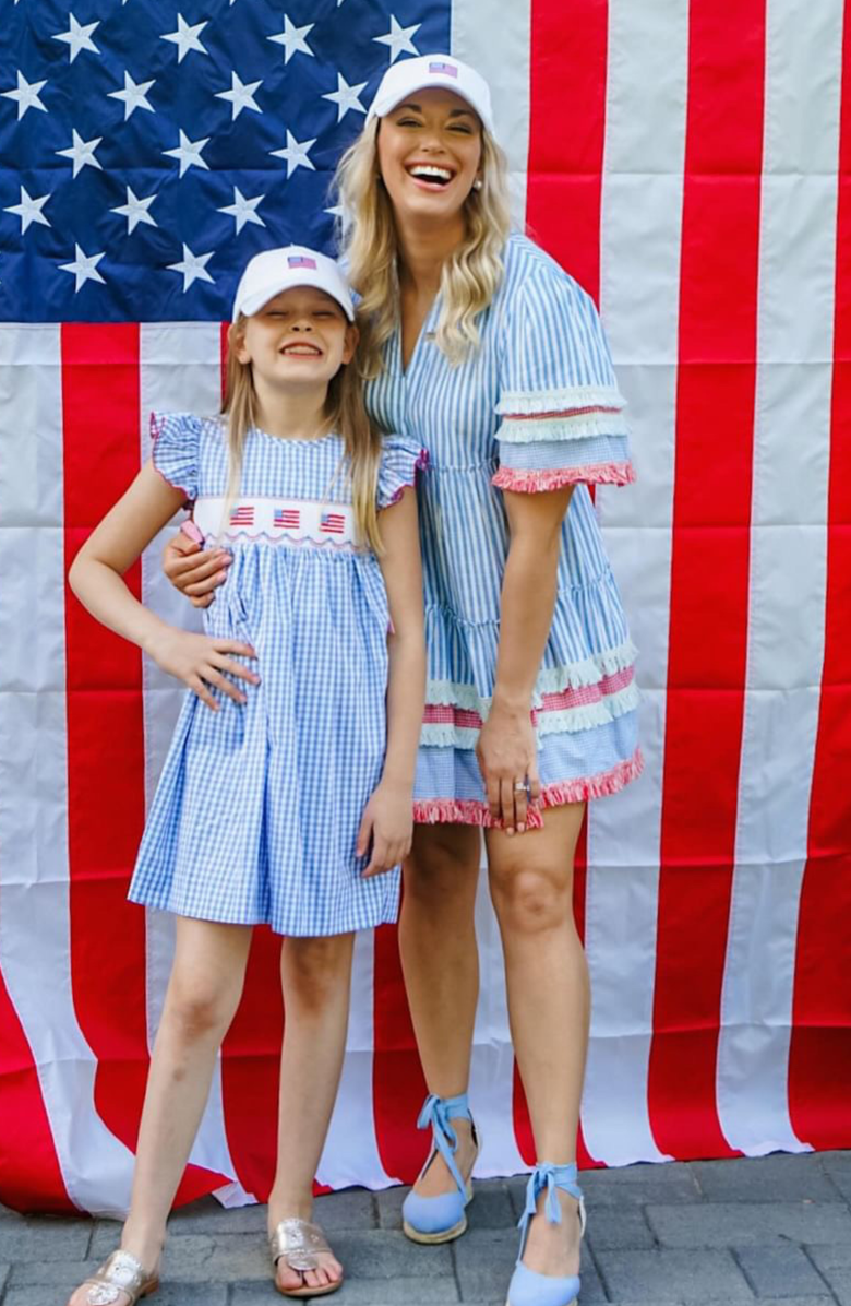 Bits & Bows American Flag USA Twill Women's Bow Baseball Hat, Alternate, color, 