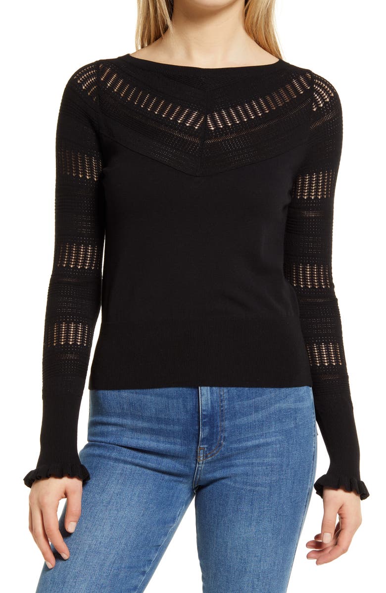 Halogen<sup>®</sup> Boatneck Pointelle Sweater, Main, color,