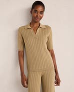 Haven Well Within Organic Cotton Ribbed Short Sleeve Polo Sweater