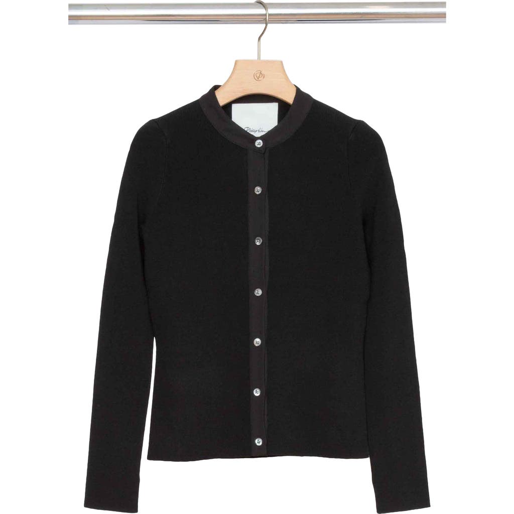 3.1 Phillip Lim Compact Rib Fitted Cardigan In Black