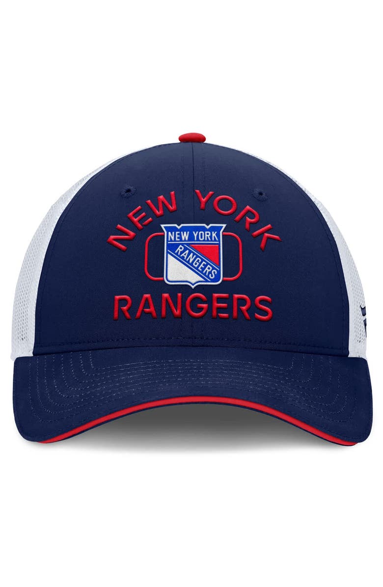 FANATICS Men's Fanatics Navy/White New York Rangers Authentic Pro Rink Trucker Hat, Alternate, color,