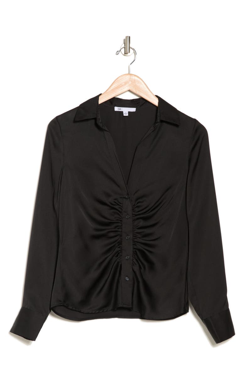 DR2 by Daniel Rainn Satin BF Ruched Placket Blouse, Alternate, color,