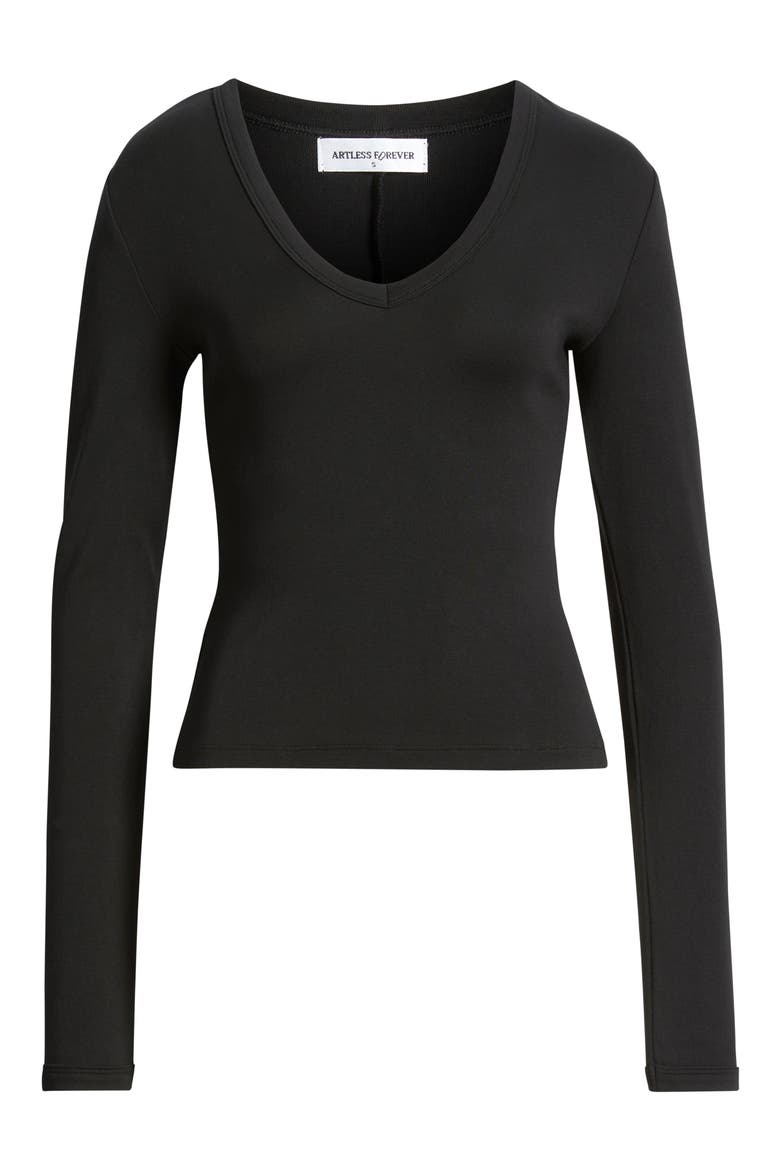 Reed Long Sleeve Scoop Neck Top, Alternate, color, BLACK