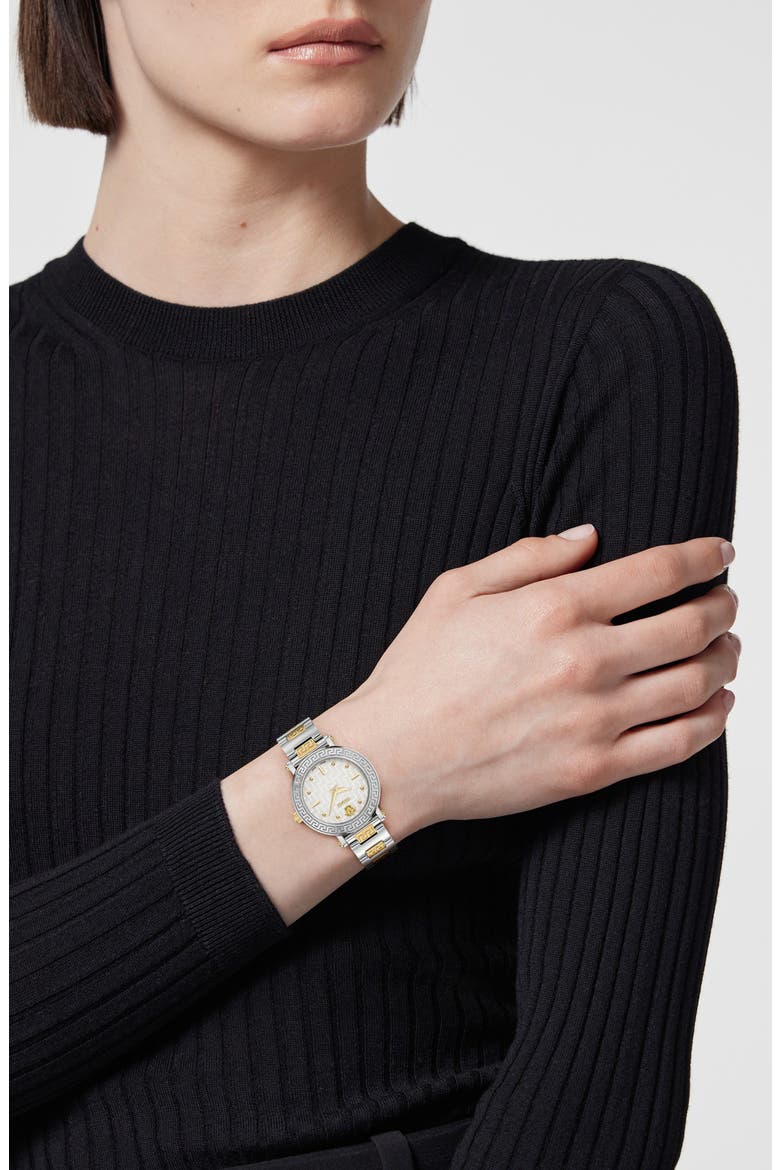 Greca Sphere Petite Bracelet Watch, 30mm, Alternate, color, TWO TONE