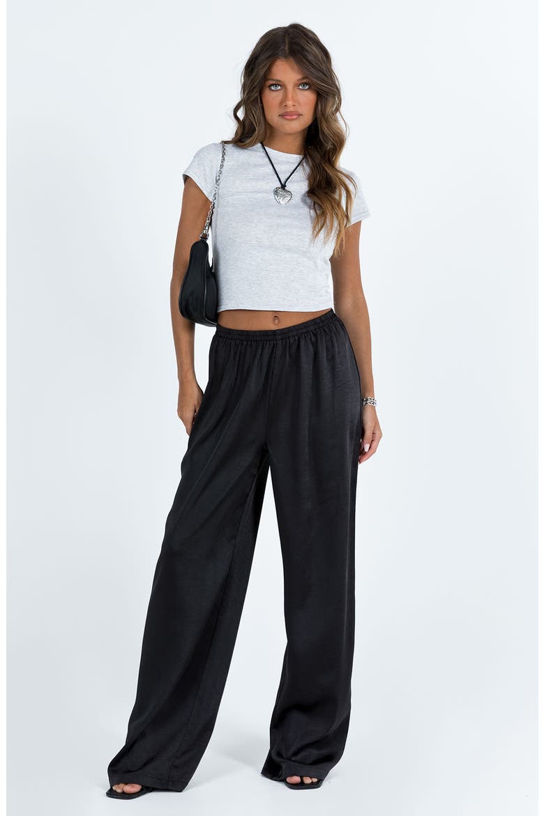 NIxie Wide Leg Satin Pants, Alternate, color, BLACK