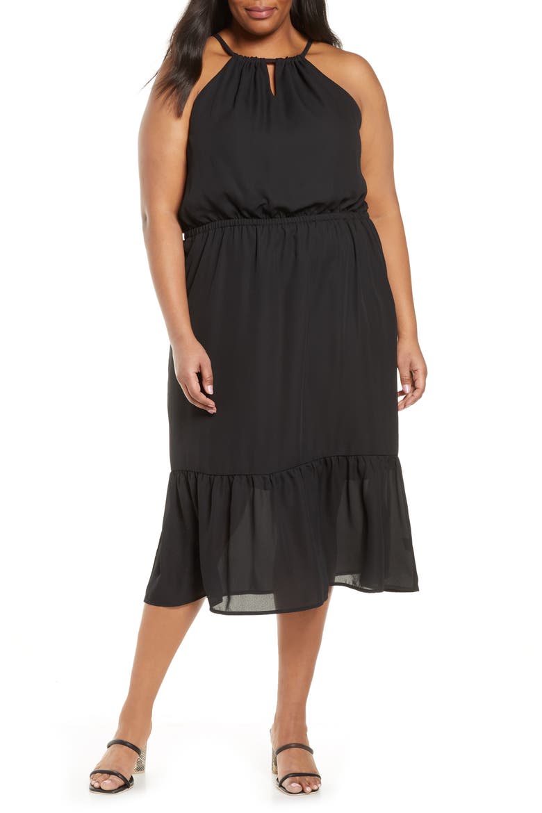 Gibson x International Women's Day Living in Yellow Halter Midi Dress, Main, color, BLACK