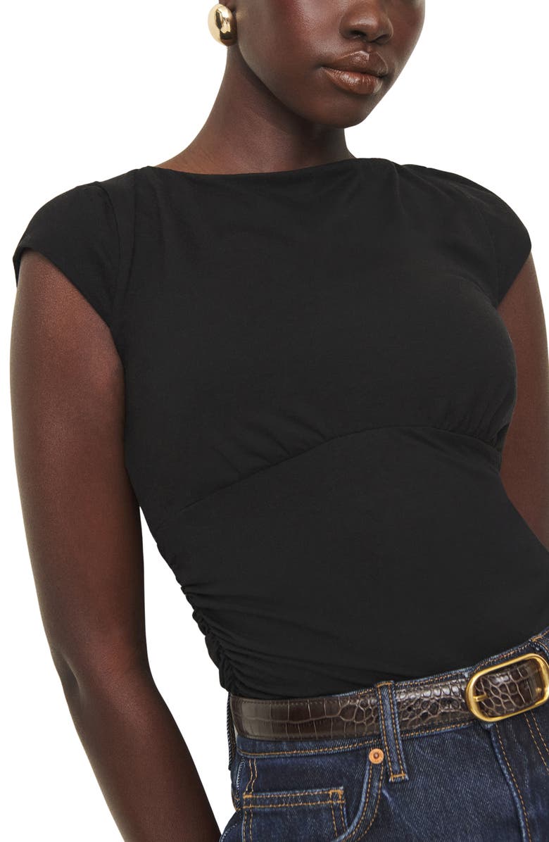 Reformation Madelyn Stretch Knit Top, Main, color, Black