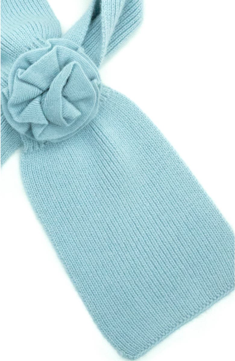 Portolano Cashmere loop scarf with flower, Alternate, color, Powder Blue