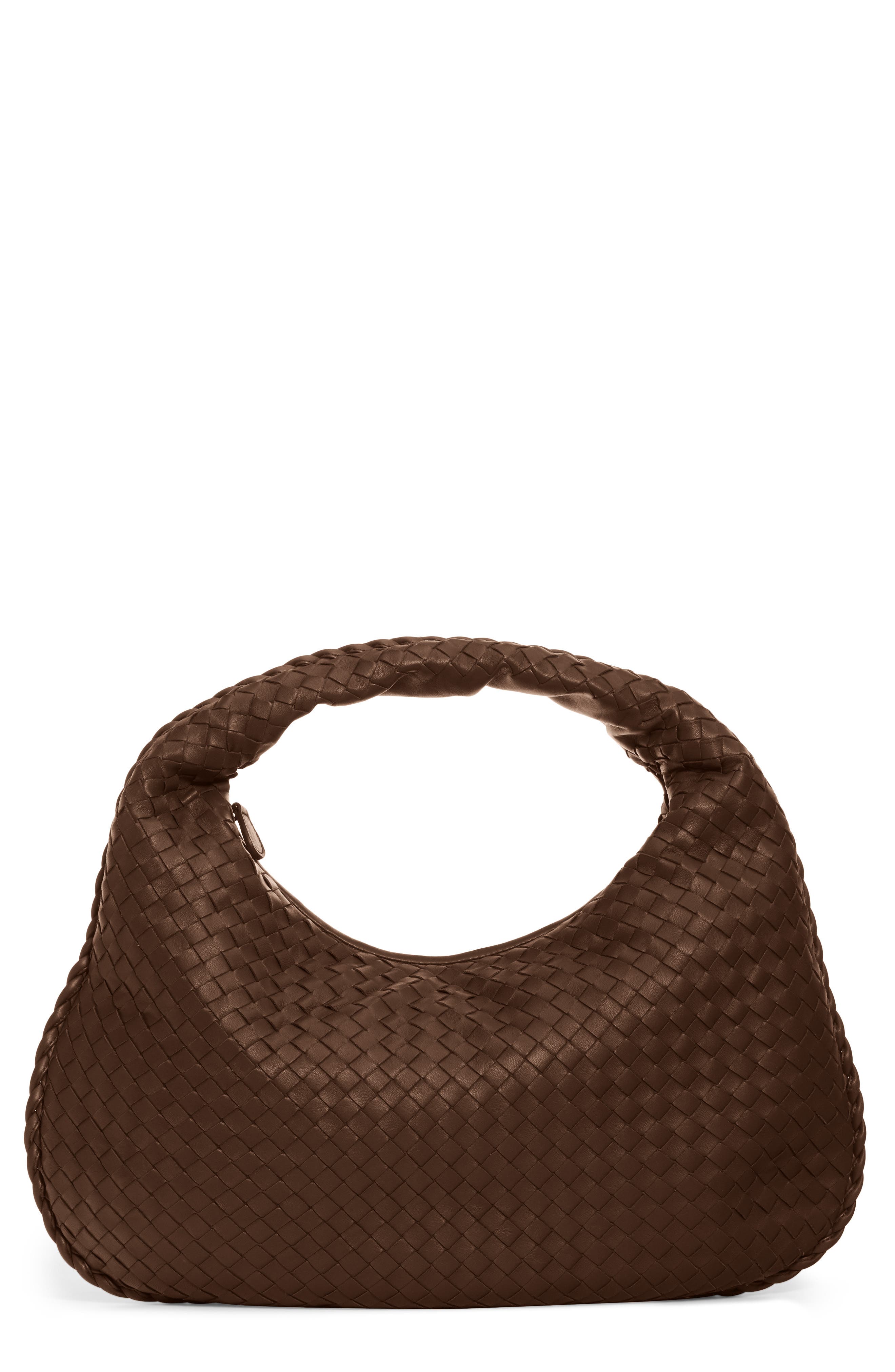 Medium Veneta Leather Hobo, Main, color, 2074 ESPRESSO