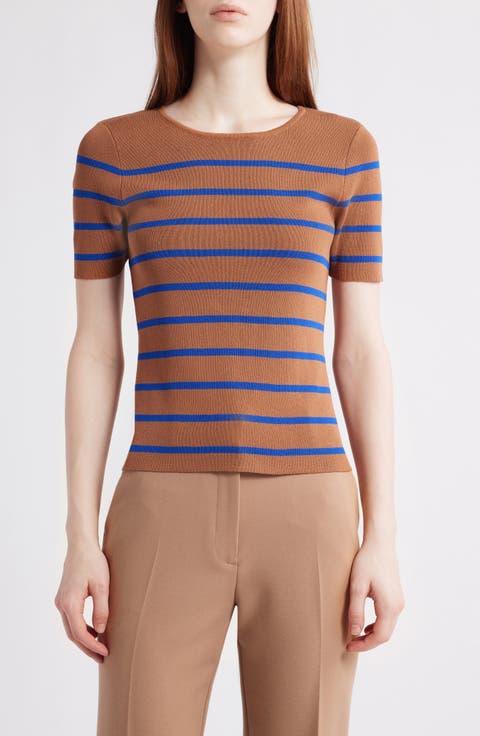 Stripe Short Sleeve Sweater (Petite)