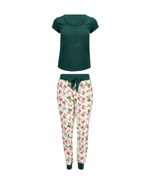 Adore Me Caileigh Pajama T-shirt & Jogger Set In Novelty Beige