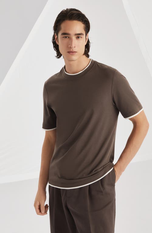 Brunello Cucinelli Men's Knitted T-shirt In Coffee