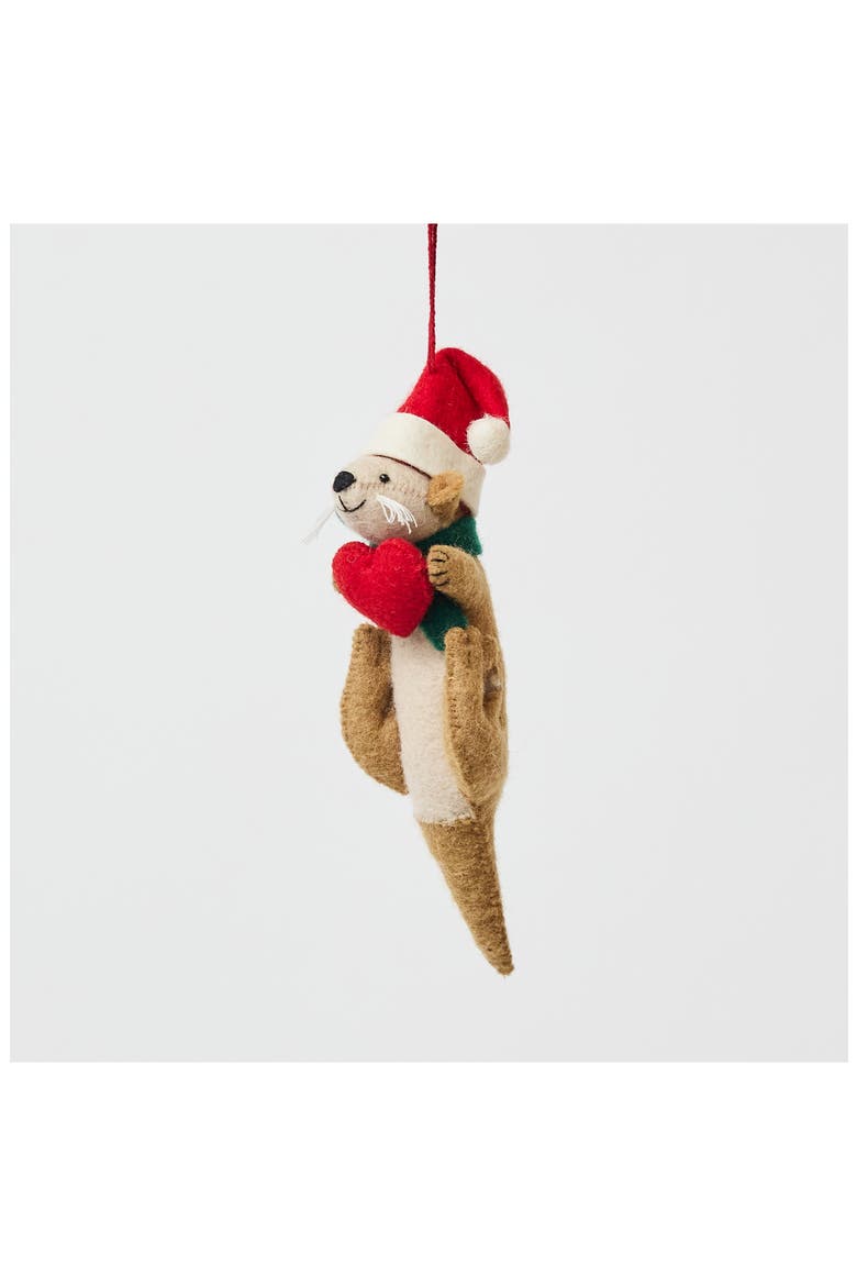 Santa Otter Love Christmas Ornament, Alternate, color, BROWN
