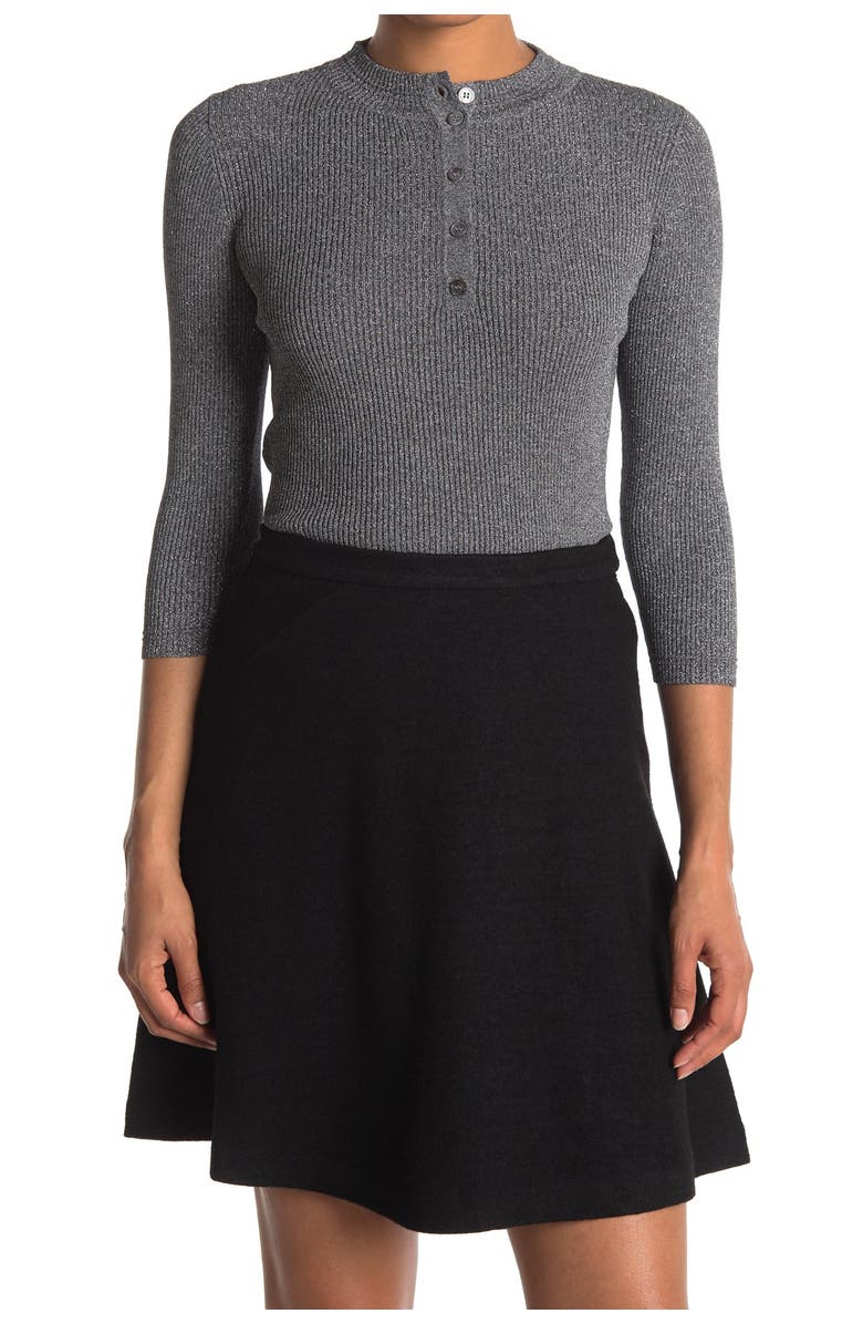 FRNCH Collared 3/4 Sleeve Midi Shift Dress, Alternate, color,