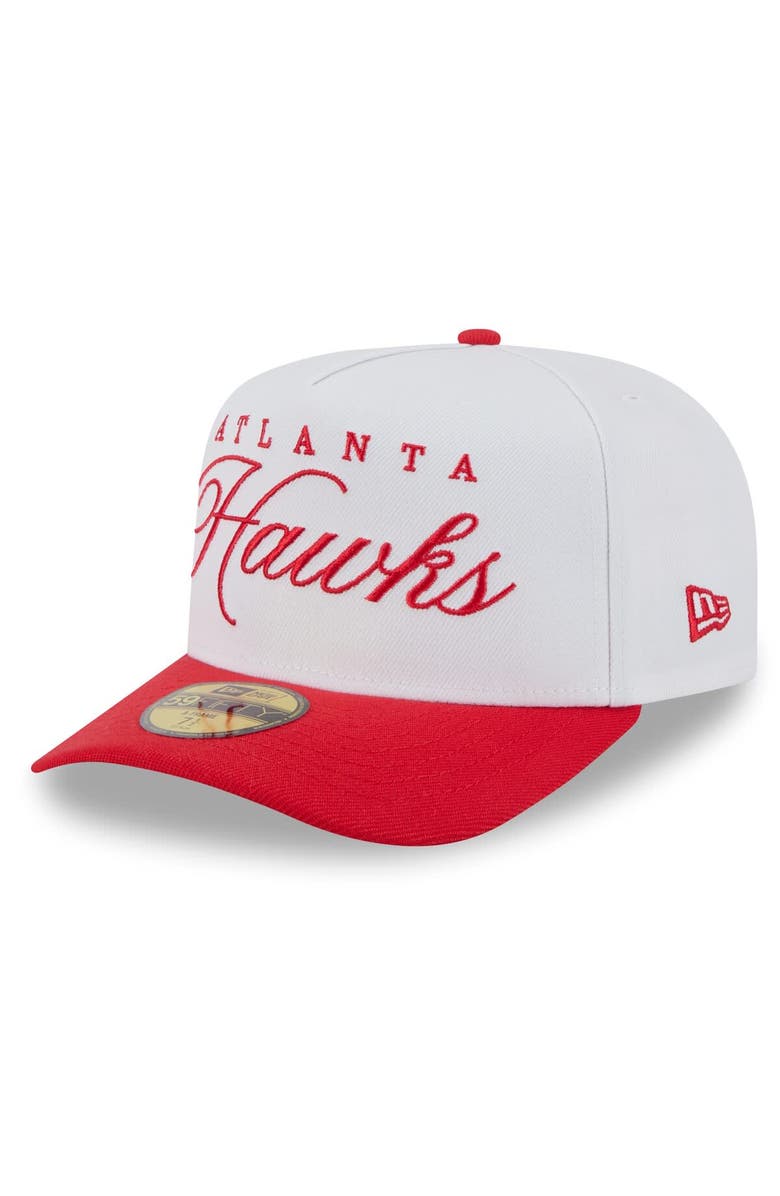 New Era Men's New Era White/Red Atlanta Hawks 2025 NBA Draft A-Frame 59FIFTY Fitted Hat, Alternate, color, White