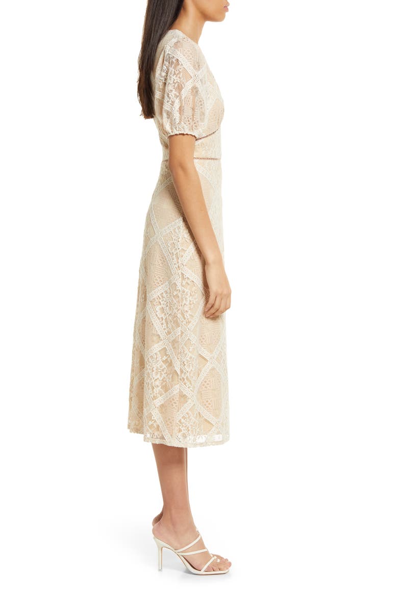 Short Sleeve Knit Lace Dress, Alternate, color, DIAMOND SAND