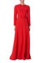 Pleated Triple Bow Cutout Long Sleeve Gown