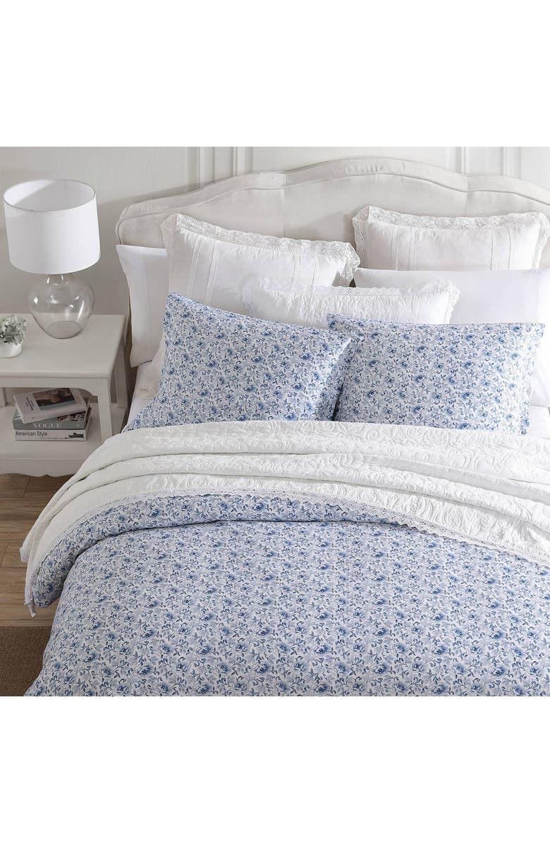 Laura Ashley Lorelei Floral Cotton Sateen Duvet Cover Set, Alternate, color, 