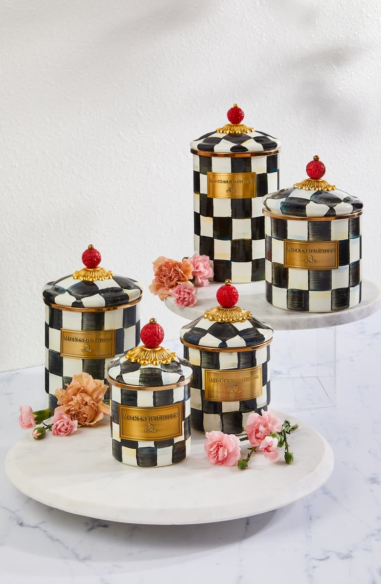 MACKENZIE CHILDS Courtly Check Enamel Canister, Alternate, color,