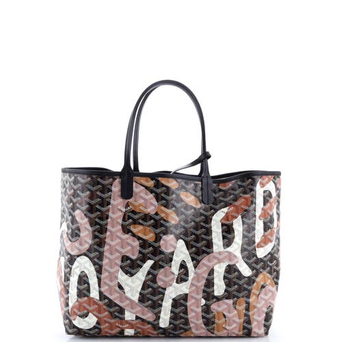 Pre-owned Goyard Goyard Saint Louis Tote Lettres Camouflage Coated Canvas Pm In Multi