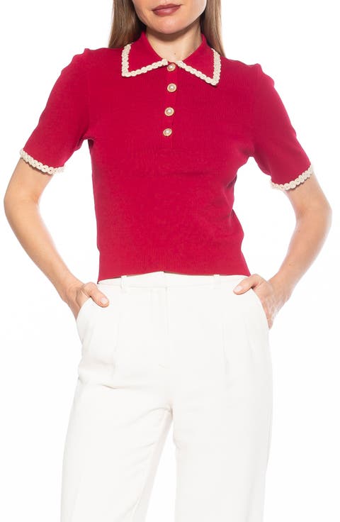 Collared Knit Short Sleeve Top