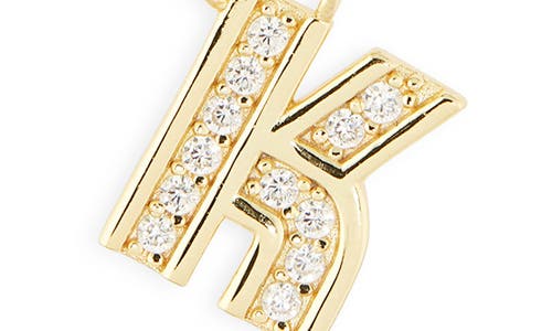 Argento Vivo Sterling Silver Cubic Zirconia Initial Pendant Necklace In Gold