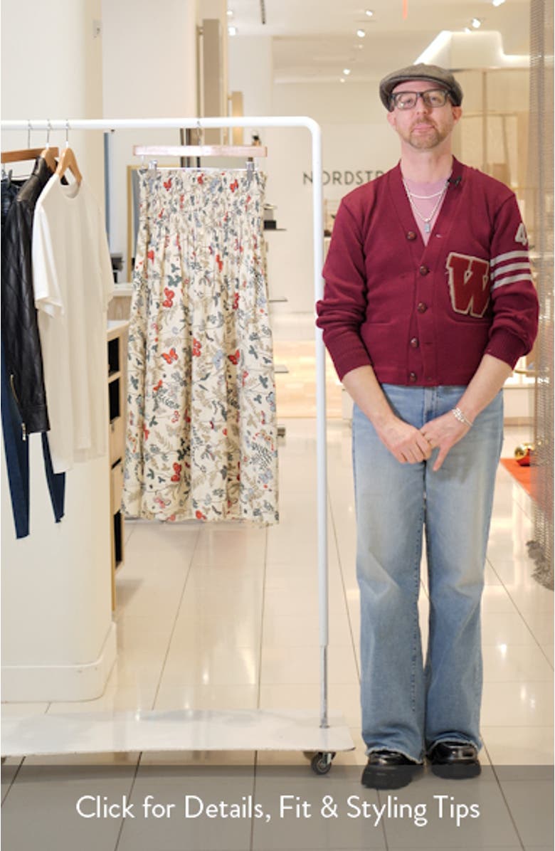 The Canary Floral A-Line Silk Midi Skirt, sales video thumbnail