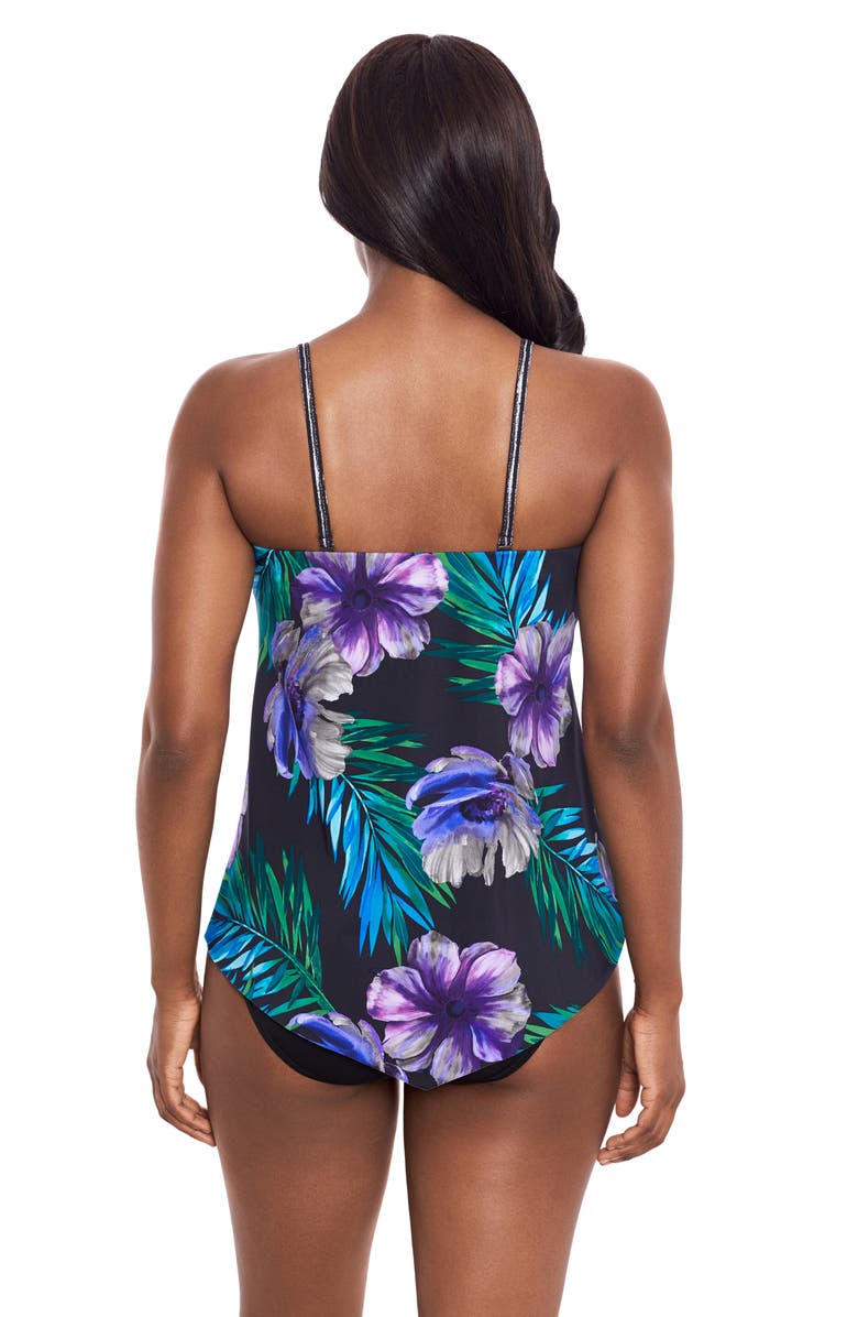 Miraclesuit<sup>®</sup> Flora Aura Hankini One-Piece Swimsuit, Alternate, color, Black Multi