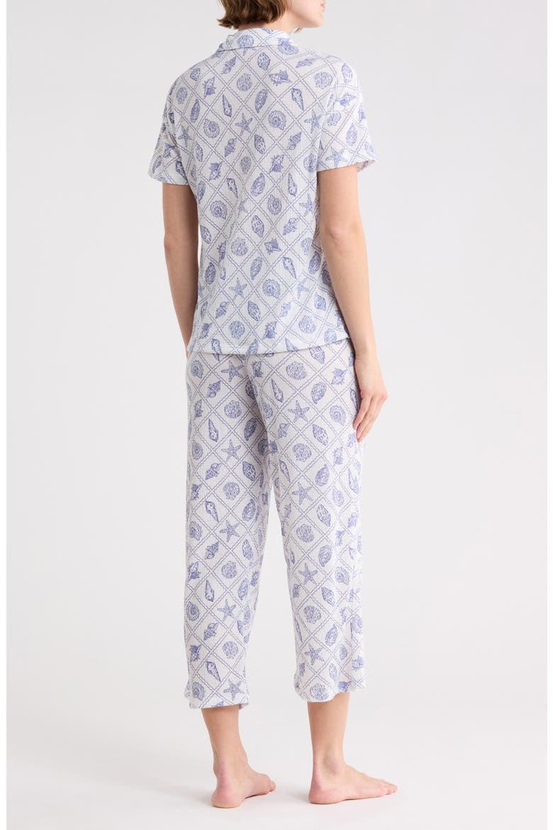 Short Sleeve Top & Crop Pants Pajamas, Alternate, color, ATHENA SHELL LATTICE WHITE