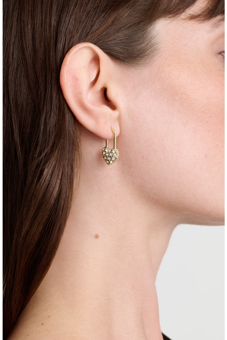 Payton Crystal Padlock Drop Earrings, Alternate, color, GOLD TONE/ CLEAR CRYSTAL