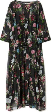 Marina Rinaldi Kaki Floral Print Voile Midi Dress