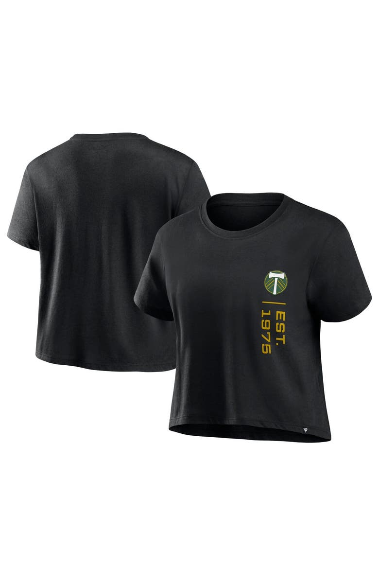 Women's Fanatics Branded Black Portland Timbers Chip Pass Fashion Cropped T-Shirt, Main, color, Black