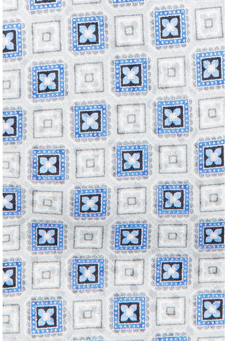 Geometric Print Silk Tie, Alternate, color, SILVER