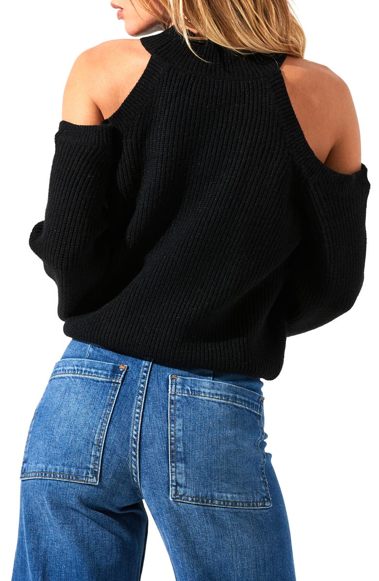 ASTR the Label Cold Shoulder Mock Neck Sweater, Alternate, color, 
