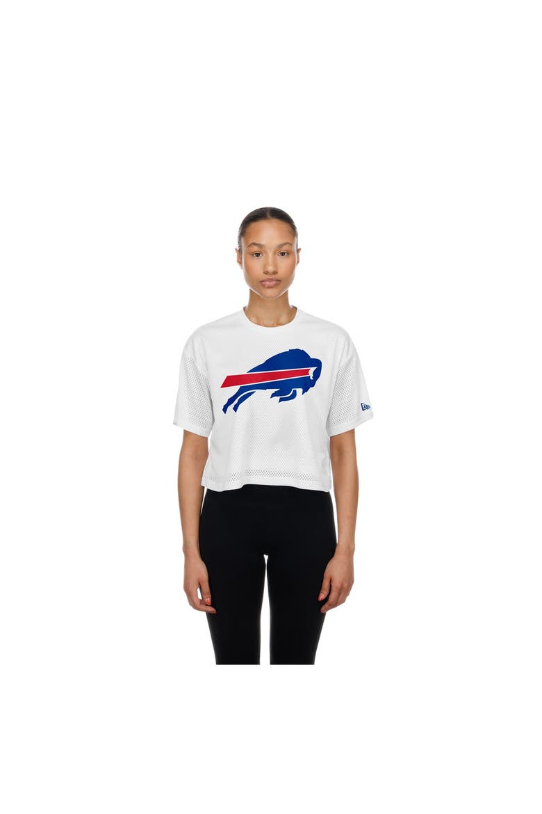Women's New Era  White Buffalo Bills Summer Mesh Cropped Boxy T-Shirt, Main, color, White