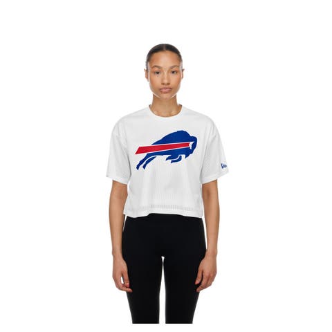 Women's New Era  White Buffalo Bills Summer Mesh Cropped Boxy T-Shirt