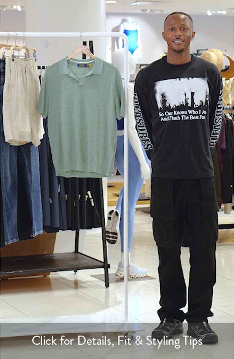 Textured Seed Stitch Cotton & Linen Polo, sales video thumbnail