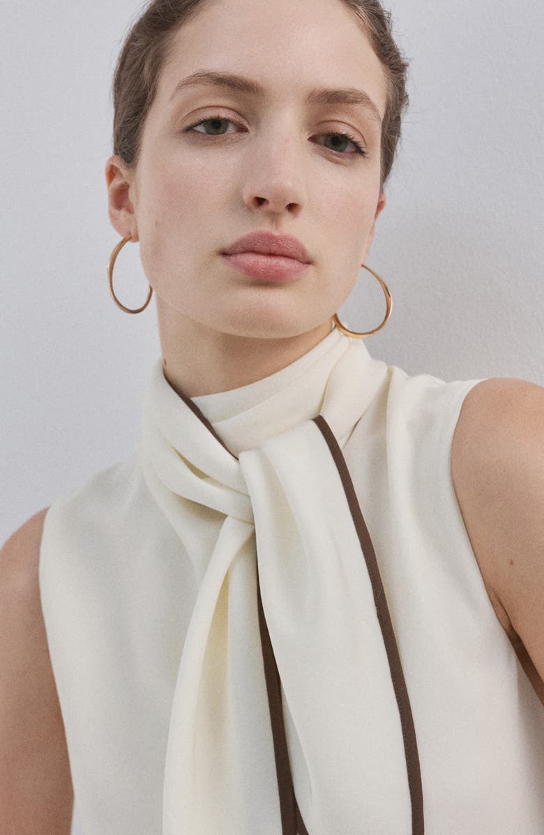 MANGO Vestido Tie Back Sleeveless Midi Dress, Alternate, color, Vanilla